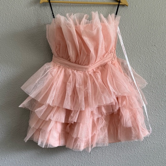 Missguided Bandeau Ruffle Dress Tulle Sparkle NWT - Picture 5 of 7